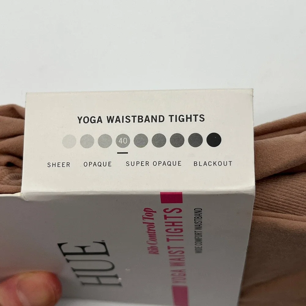 HUE Tights Womens Size 2 Natural Yoga Waist Tights Rib Control Top U23305 Opaque